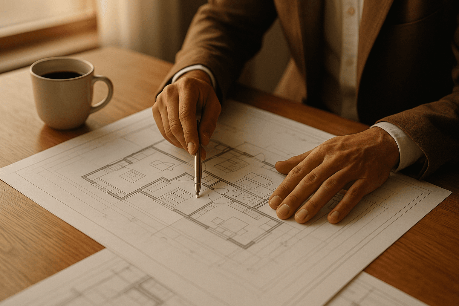 Reviewing house plans during a Bear Builders consultation