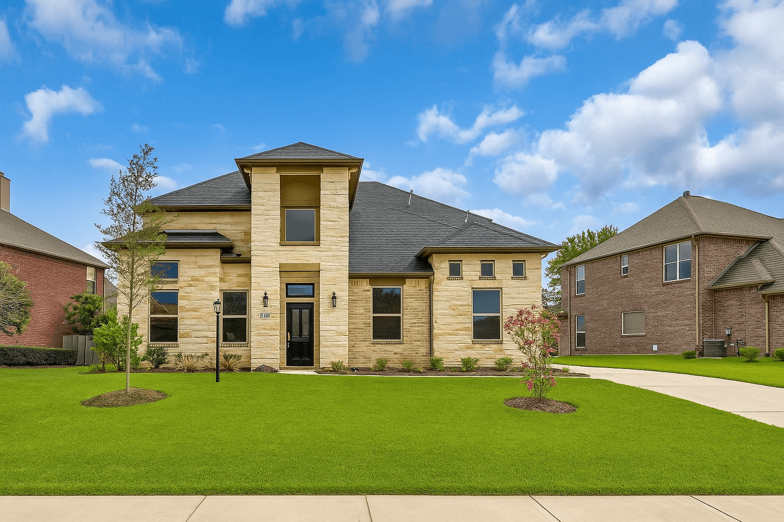 Two-story custom home exterior